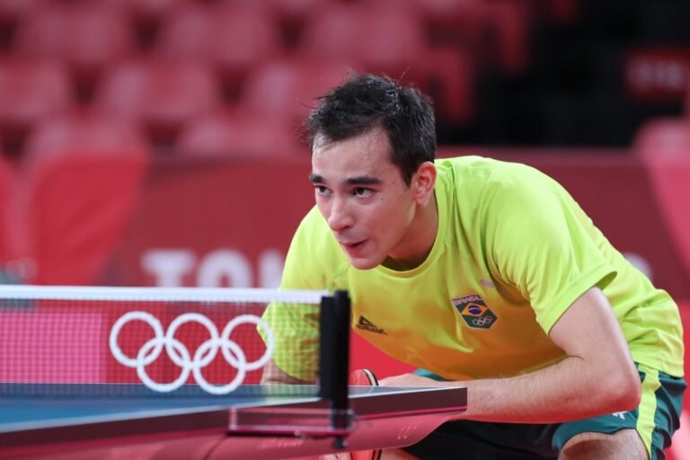Brasileiro Hugo Calderano em ação