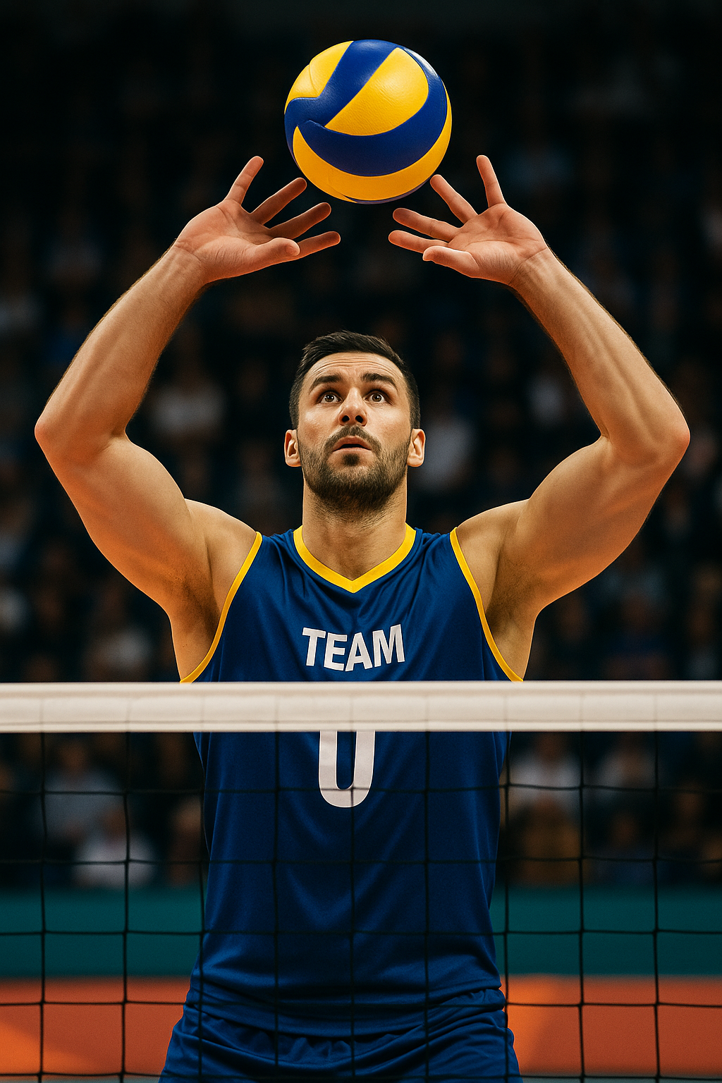 Jogador central no vôlei. Imagem criada por IA