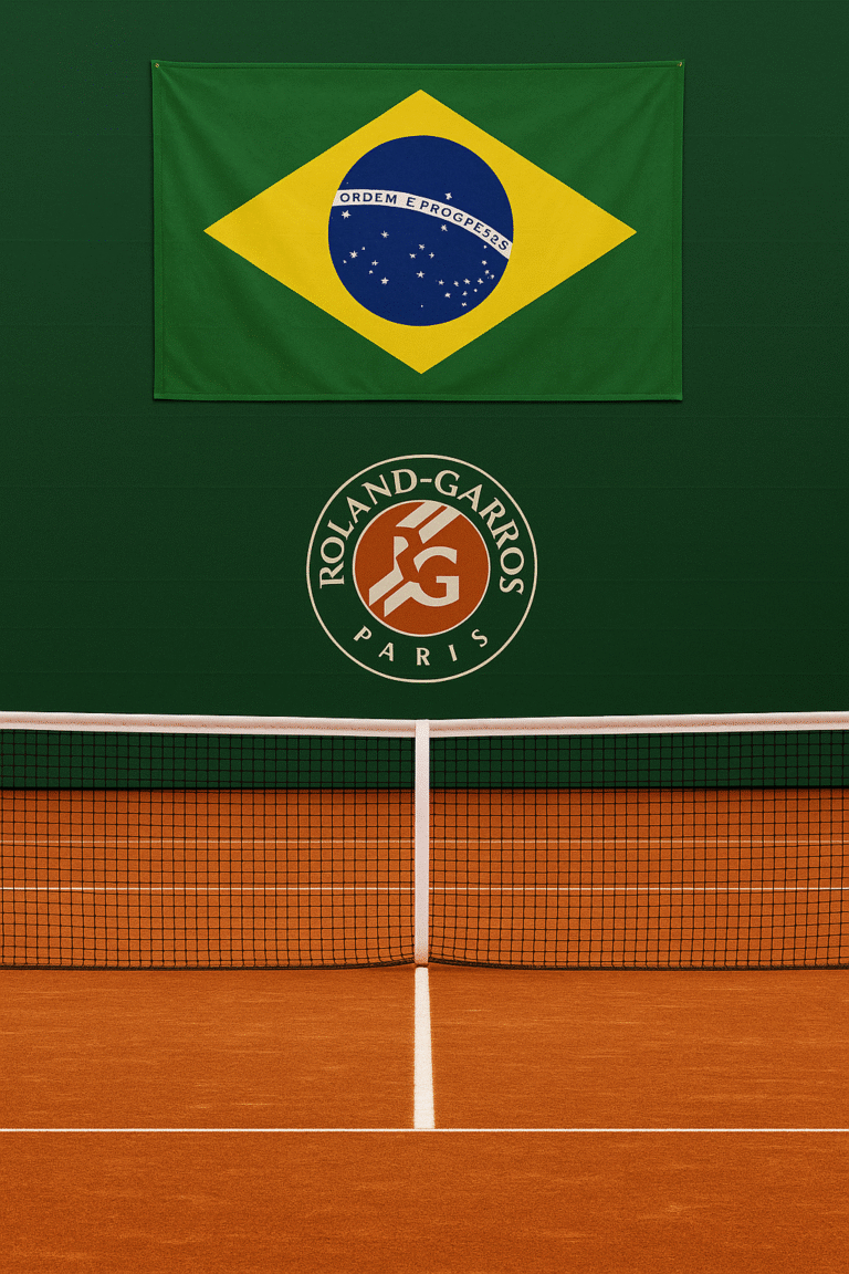 Jovem tenista brasileiro João Fonseca em Roland Garros. Imagem criada por IA