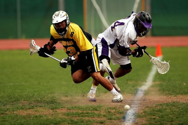 Jogadores de Lacrosse no campo